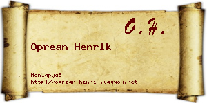 Oprean Henrik névjegykártya